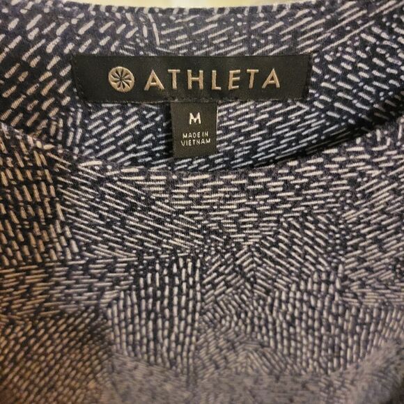 Athleta Santorini Printed High Neck Dress in Navy Blue Thera Print Medium - Picture 4 of 6